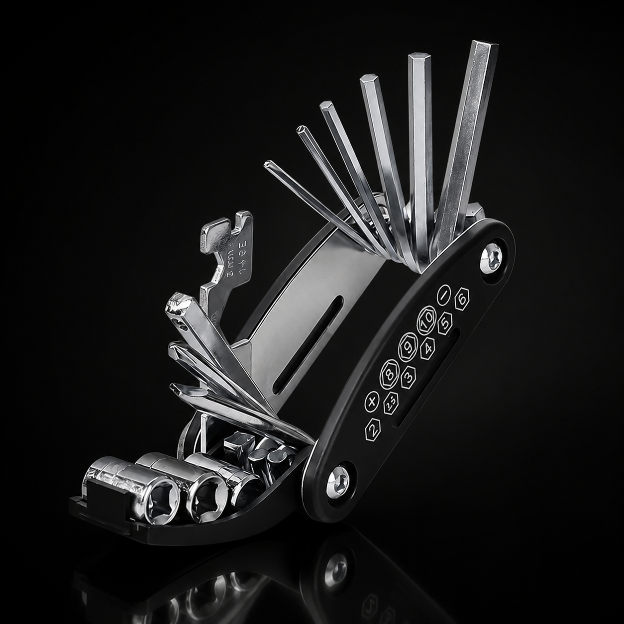 Folding Bike Multi-Tool — Hex Keys, Wrenches & Screwdriver