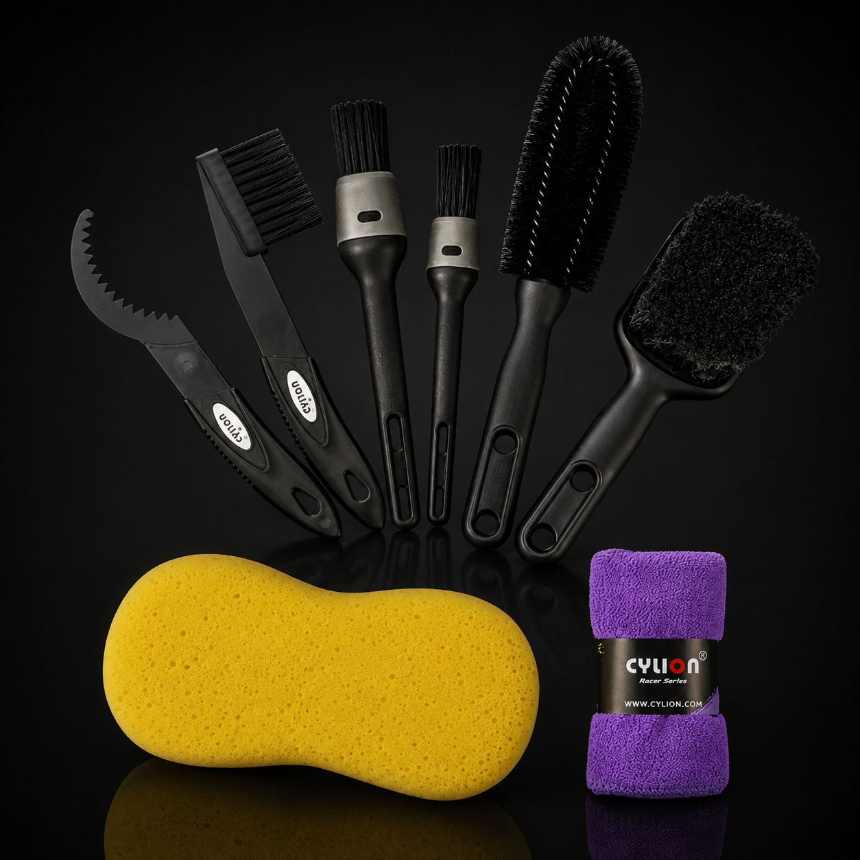 Bike Cleaning Brush Kit — Deep-Clean Brushes for Frame, Chain & Rims