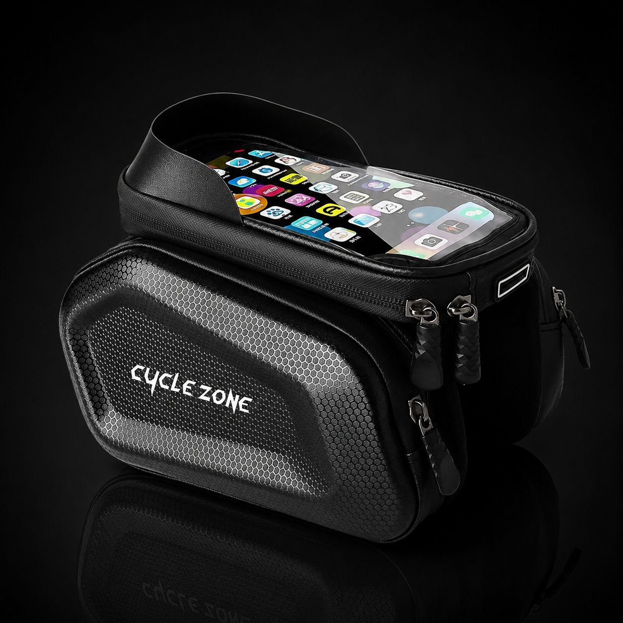 Hard-Shell Top Tube Phone Bag — Touch Screen Window & Sunshade