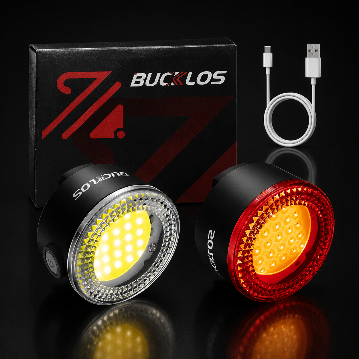 USB Rechargeable COB Bike Light Set — 500lm, Front & Rear