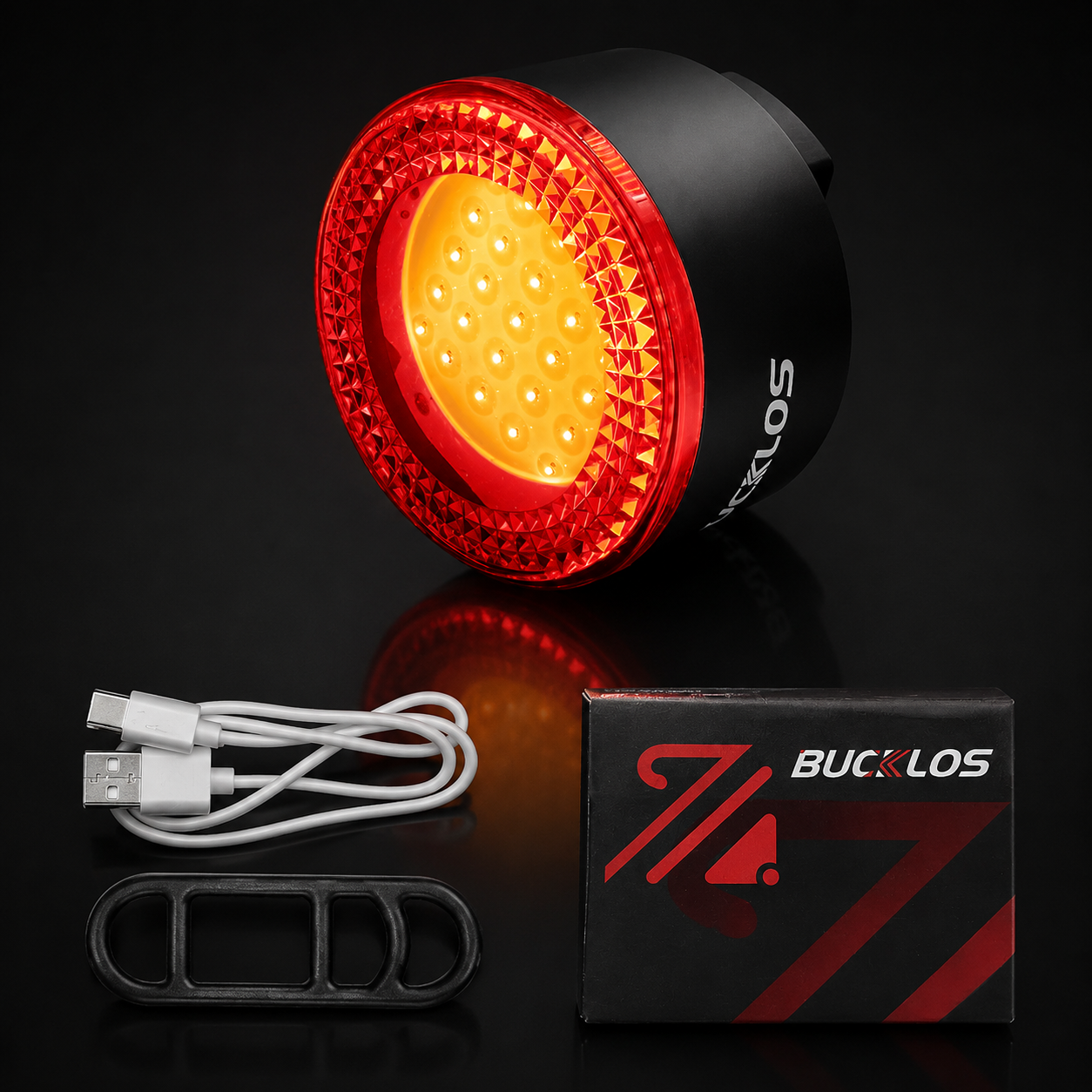 USB rechargeable COB bike light set with bright front and red rear lights (2)