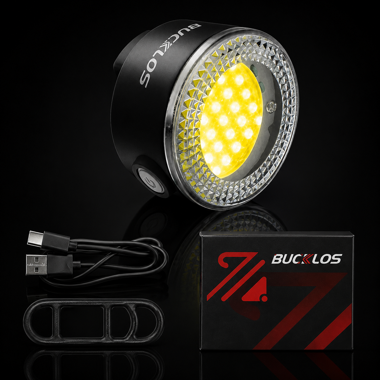 USB rechargeable COB bike light set with bright front and red rear lights (3)